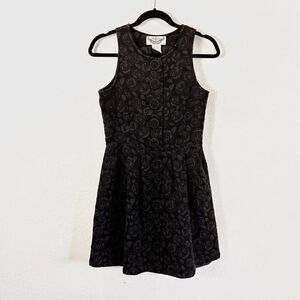 BB Dakota Grey & Black Brocade Sleeveless Fit & Flare Mini Dress Size Medium